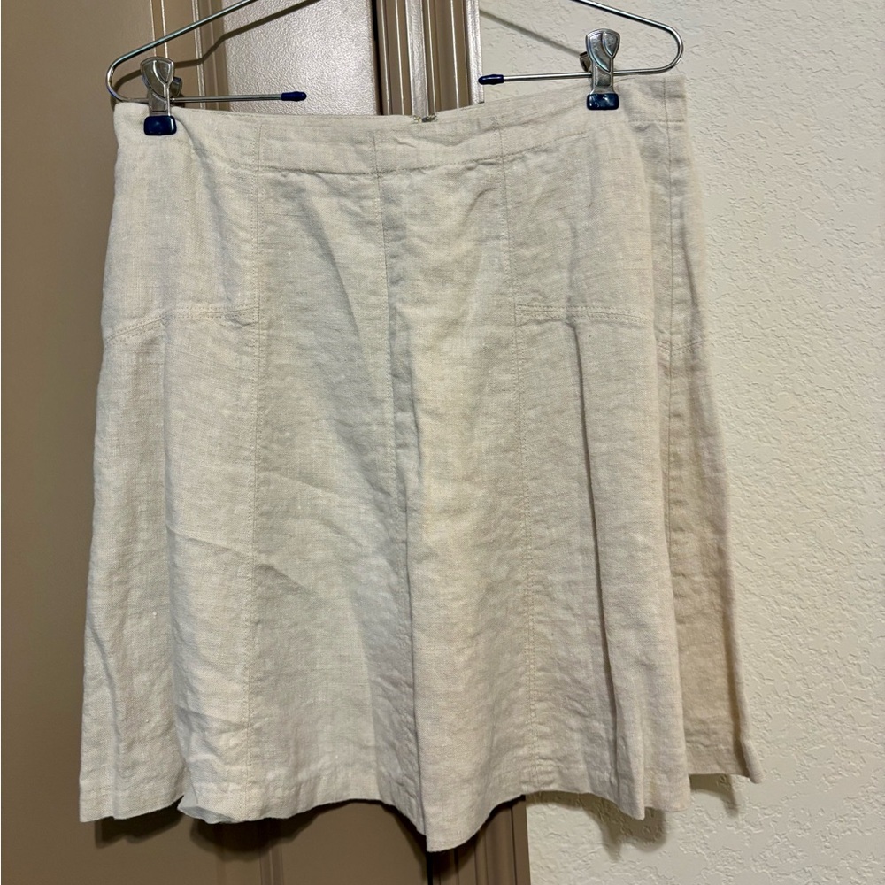 LOFT Cream Linen A-Line Skirt